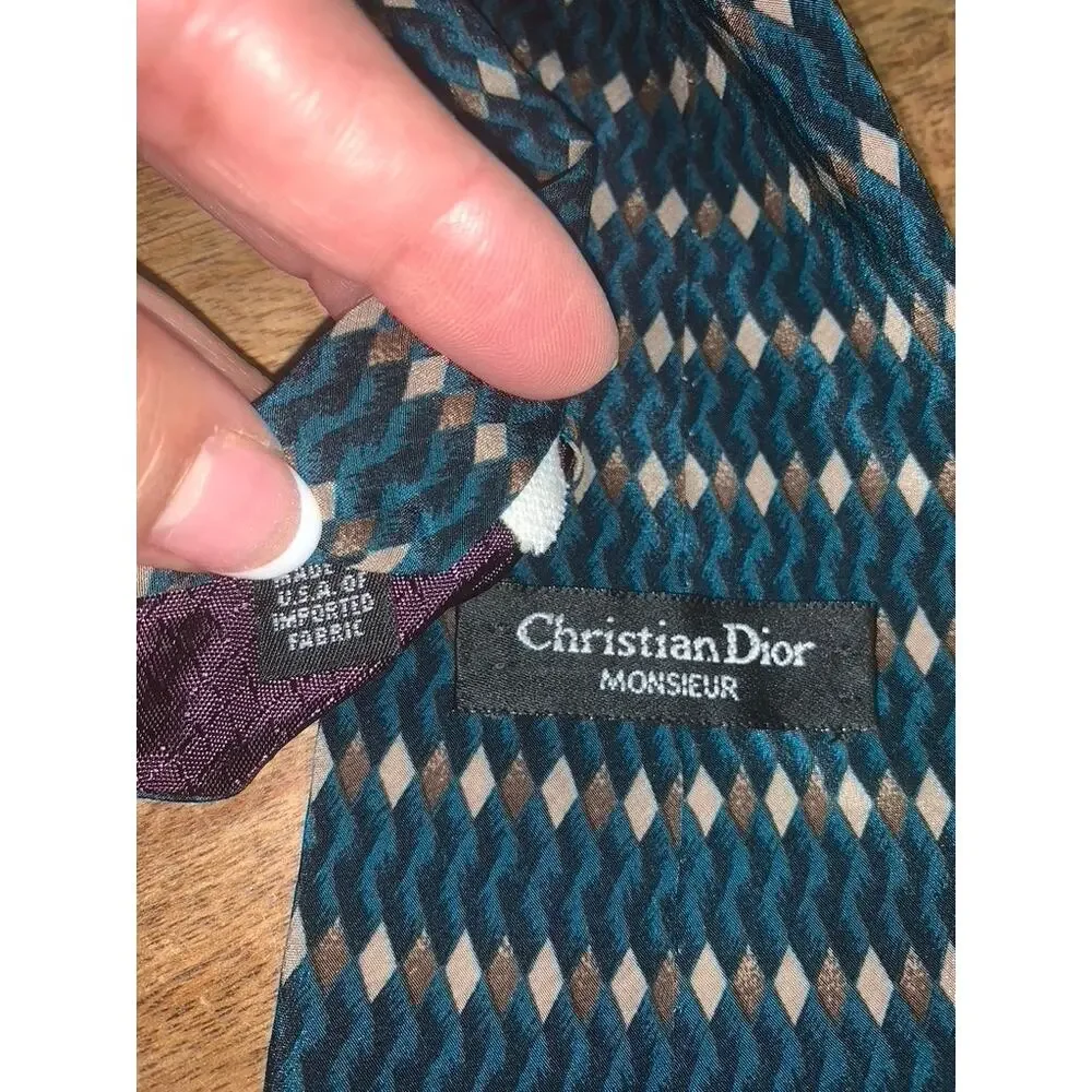 Christian Dior Monsieur Men's Geometric Silk Tie Multicolor Classic‎ Length